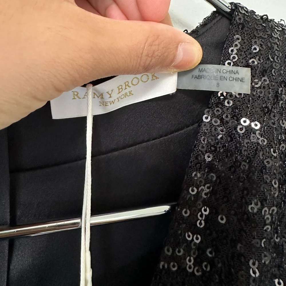 RAMY BROOK Reba Sequin V-Neck Cocktail Party Evening Mini Wrap Dress Size 8 NWT - Picture 4 of 14